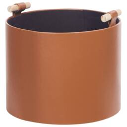 Wyld and Coco Trio Brown Faux Leather Baskets with Handles - thumbnail 8