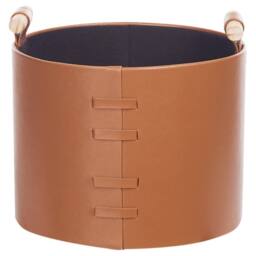 Wyld and Coco Trio Brown Faux Leather Baskets with Handles - thumbnail 7