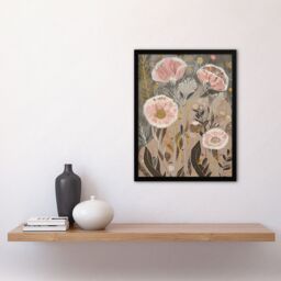 "Artery8 Autumn Carnations Flowers Artwork Rustic Floral Framed Art Print in Beige - Size: W12"" x H16""" - thumbnail 4