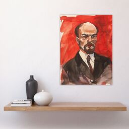 "Artery8 Vladimir Lenin Portrait Soviet Union Communism Wall Art Print in Red - Size: W24"" x H32""" - thumbnail 4