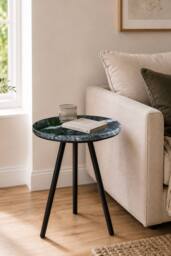 IH Design Farleigh Black Marble Top Side Table With Metal Legs