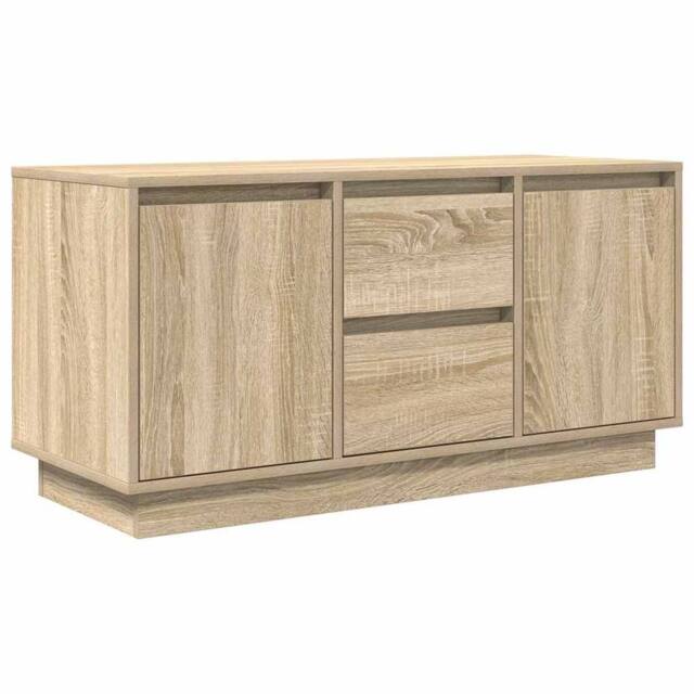 Berkfield Home TV Cabinet with LED Lights Sonoma Oak 100x41x50 cm in Light Tan - Size: 100 x 41 x 50 cm - image 1