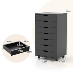 Costway 7-Drawer Storage Cabinet Mobile File Organizer Filing Dresser Chest in Black - thumbnail 2