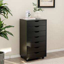 Costway 7-Drawer Storage Cabinet Mobile File Organizer Filing Dresser Chest in Black - thumbnail 4