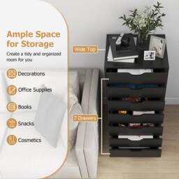 Costway 7-Drawer Storage Cabinet Mobile File Organizer Filing Dresser Chest in Black - thumbnail 6