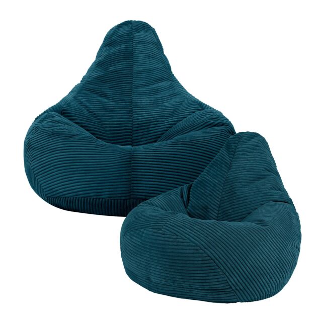 icon Pack of 2 Dalton Kids Bean Bag, Corduroy Childrens Beanbag in Teal - image 1