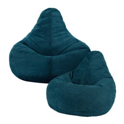 icon Pack of 2 Dalton Kids Bean Bag, Corduroy Childrens Beanbag in Teal - thumbnail 1