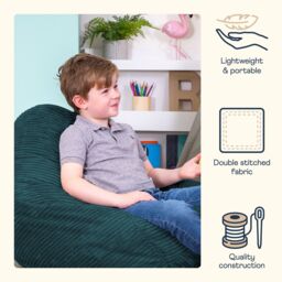 icon Pack of 2 Dalton Kids Bean Bag, Corduroy Childrens Beanbag in Teal - thumbnail 4
