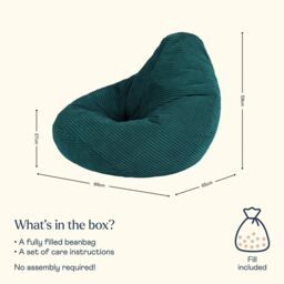 icon Pack of 2 Dalton Kids Bean Bag, Corduroy Childrens Beanbag in Teal - thumbnail 6