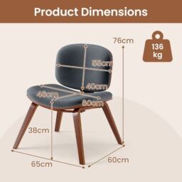Costway Modern Accent Chair Upholstered Side Chair with Curved Backrest in Grey - thumbnail 4