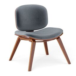 Costway Modern Accent Chair Upholstered Side Chair with Curved Backrest in Grey - thumbnail 3
