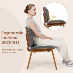 Costway Modern Accent Chair Upholstered Side Chair with Curved Backrest in Grey - thumbnail 8