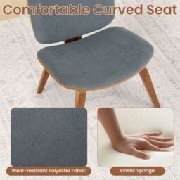 Costway Modern Accent Chair Upholstered Side Chair with Curved Backrest in Grey - thumbnail 7