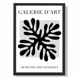 ARTZE Matisse Floral Cutout Black & Grey Framed Print SIZE: A2 with Black Frame - Size: A4 - thumbnail 1