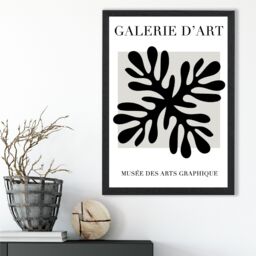 ARTZE Matisse Floral Cutout Black & Grey Framed Print SIZE: A2 with Black Frame - Size: A4 - thumbnail 2