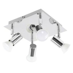 ValueLights Spotlight 4 Way Silver Ceiling Plate Spotlight - thumbnail 1