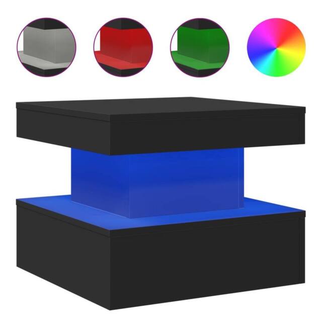 Berkfield Home Coffee Table with LED Lights Black 50x50x40 cm - Size: 50 x 50 x 40 cm - image 1