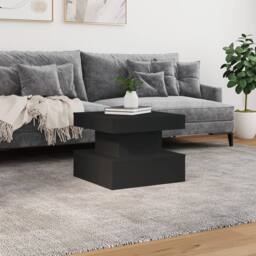 Berkfield Home Coffee Table with LED Lights Black 50x50x40 cm - Size: 50 x 50 x 40 cm - thumbnail 4