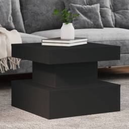 Berkfield Home Coffee Table with LED Lights Black 50x50x40 cm - Size: 50 x 50 x 40 cm - thumbnail 2