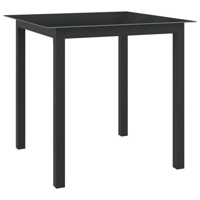 Berkfield Home Garden Table Black 80x80x74 cm Aluminium & Glass - Size: 80 x 80 x 74 cm - image 1