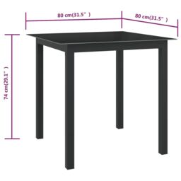 Berkfield Home Garden Table Black 80x80x74 cm Aluminium & Glass - Size: 80 x 80 x 74 cm - thumbnail 5