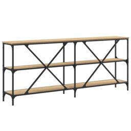 Berkfield Home Console Table Sonoma Oak 180x30x75 cm Engineered Wood & Iron in Brown - Size: 180 x 30 x 75 cm - thumbnail 6