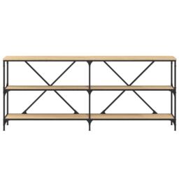 Berkfield Home Console Table Sonoma Oak 180x30x75 cm Engineered Wood & Iron in Brown - Size: 180 x 30 x 75 cm - thumbnail 4