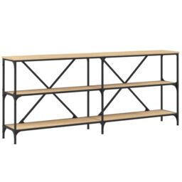 Berkfield Home Console Table Sonoma Oak 180x30x75 cm Engineered Wood & Iron in Brown - Size: 180 x 30 x 75 cm - thumbnail 2