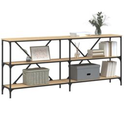 Berkfield Home Console Table Sonoma Oak 180x30x75 cm Engineered Wood & Iron in Brown - Size: 180 x 30 x 75 cm - thumbnail 3