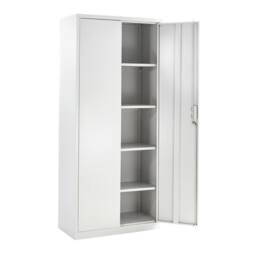 Moderna Metal Storage Cabinet with Lock Tall White Cupboard, 4 Shelves 180cm - thumbnail 1
