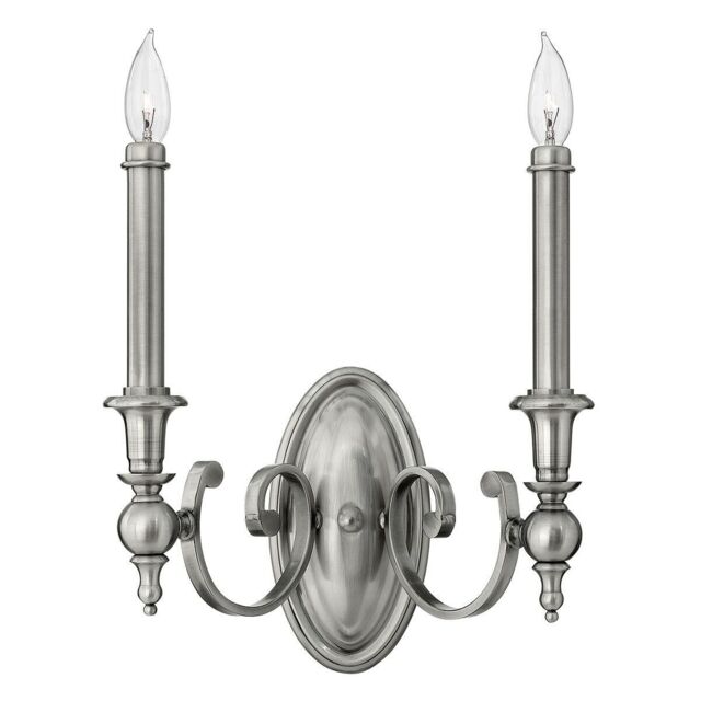 Loops Twin Wall Light Tall Candle Sleeve Finials & Ball Shape Nickel LED E14 60W in Metallics