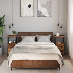 Berkfield Home Bedside Cabinets 2 pcs Old Wood 34x35.5x70 cm Engineered Wood in Brown - thumbnail 3