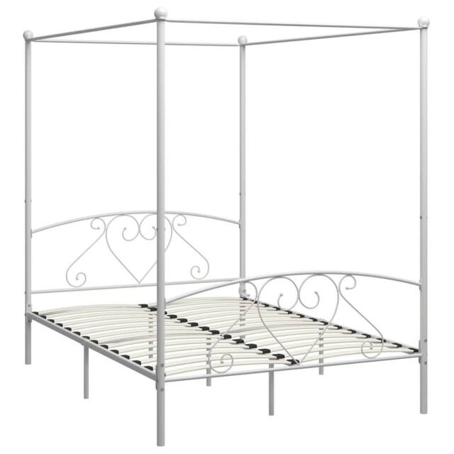 Berkfield Home Canopy Bed Frame White Metal 140x200 cm - image 1