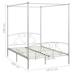 Berkfield Home Canopy Bed Frame White Metal 140x200 cm - thumbnail 5