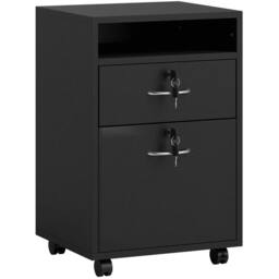 STILVORA 60 cm Filing Cabinet with Drawer & Wheels Black - thumbnail 5