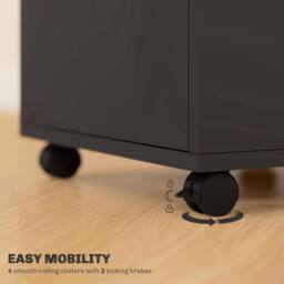 STILVORA 60 cm Filing Cabinet with Drawer & Wheels Black - thumbnail 8