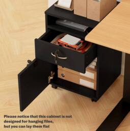 STILVORA 60 cm Filing Cabinet with Drawer & Wheels Black - thumbnail 9