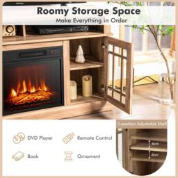 Gymax Fireplace TV Stand for TVs up to 55 Inches With 2000W Electric Fireplace Insert in Natural - thumbnail 5