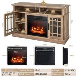Gymax Fireplace TV Stand for TVs up to 55 Inches With 2000W Electric Fireplace Insert in Natural - thumbnail 2