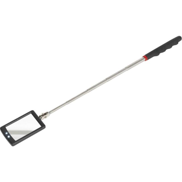 Loops Telescopic Inspection Mirror - Dual LED Lights - 52mm x 83mm Mirror - Extending - image 1