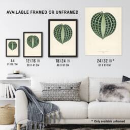 Artery8 Vintage Botanical Seersucker Plant Leaf Fawcett Framed Wall Art Print in Beige - Size: A4 - thumbnail 3
