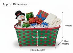 Almineez Set of 2 Bamboo Christmas Hamper Baskets - Red & Green - thumbnail 2