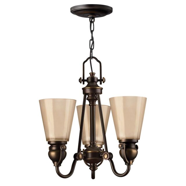 Loops 3 Bulb Chandelier Hanging Pendant LIght Olde Bronze LED E27 60W Bulb