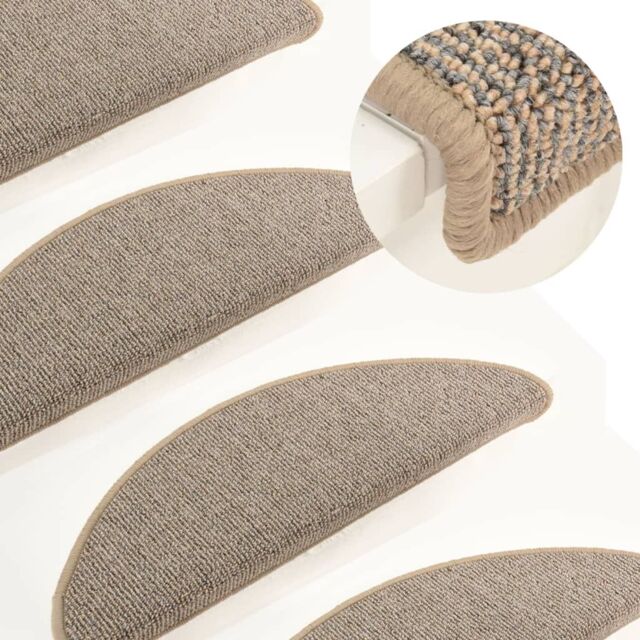 Berkfield Home Carpet Stair Treads 15 pcs Grey & Brown 65x21x4 cm - Size: Medium - image 1
