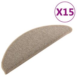 Berkfield Home Carpet Stair Treads 15 pcs Grey & Brown 65x21x4 cm - Size: Medium - thumbnail 2
