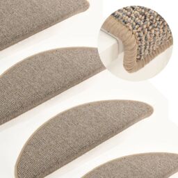 Berkfield Home Carpet Stair Treads 15 pcs Grey & Brown 65x21x4 cm - Size: Medium - thumbnail 1