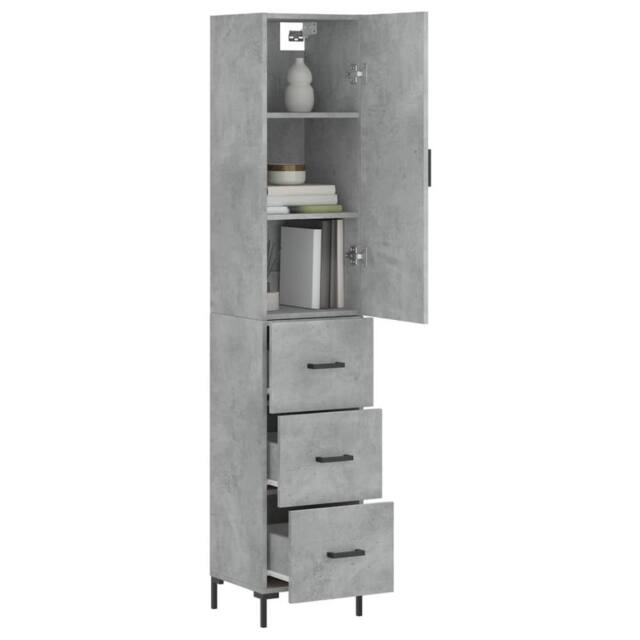 Berkfield Home Highboard Concrete Grey 34.5x34x180 cm Engineered Wood - image 1