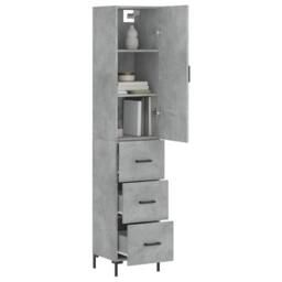 Berkfield Home Highboard Concrete Grey 34.5x34x180 cm Engineered Wood - thumbnail 1