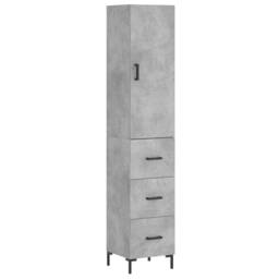 Berkfield Home Highboard Concrete Grey 34.5x34x180 cm Engineered Wood - thumbnail 3