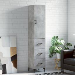 Berkfield Home Highboard Concrete Grey 34.5x34x180 cm Engineered Wood - thumbnail 2